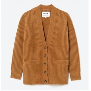 RE/DONE Oversized Brown Cardigan Sweater